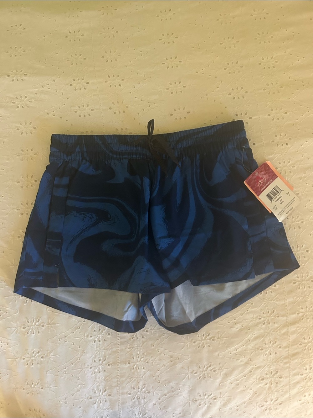 Kanu Surf Women's Navy and Royal Blue Marble Athletic Shorts